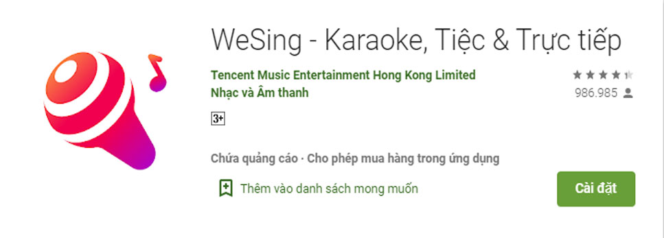 WeSing - Ứng dụng hát Karaoke, tiệc và trực tuyến trên hệ điều hành Android